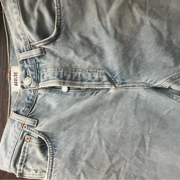 Agolde Mid Rise Light Wash Denim Jeans - Picture 3 of 4